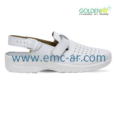 Sabot de lucru alb cu bareta si talpa ergonomica ARIANA