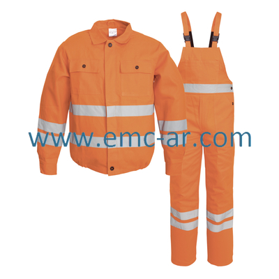 Costum salopeta cu pieptar din BBC 100% 300 g/mp cu benzi reflectorizante FILIP