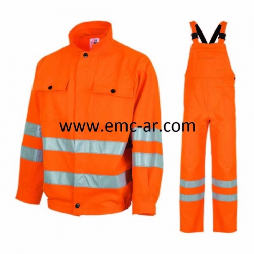 Costum salopeta cu pieptar tercot 245 g/mp cu benzi reflectorizante FELIX